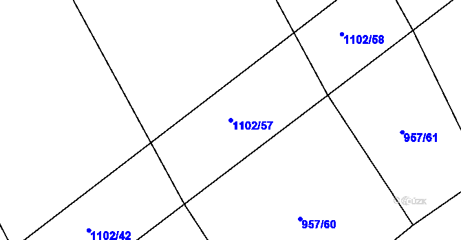 Parcela st. 1102/57 v KÚ Rpety, Katastrální mapa