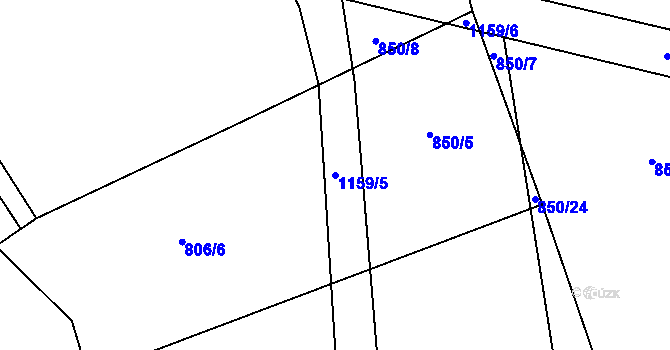 Parcela st. 1159/5 v KÚ Rpety, Katastrální mapa