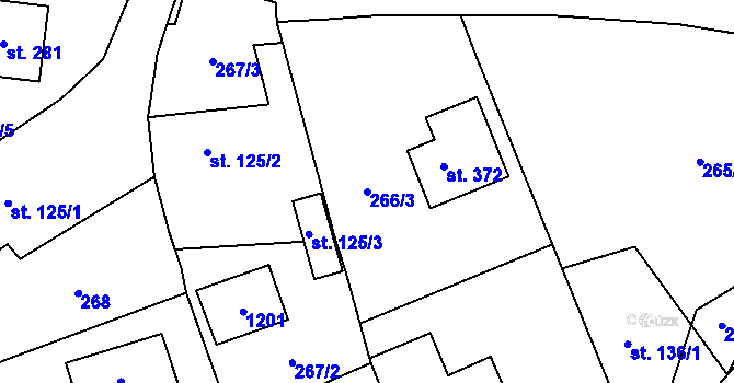 Parcela st. 266/3 v KÚ Rpety, Katastrální mapa