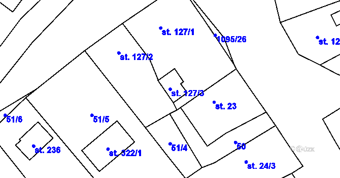 Parcela st. 127/3 v KÚ Rpety, Katastrální mapa