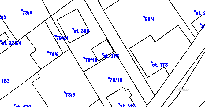 Parcela st. 376 v KÚ Rpety, Katastrální mapa