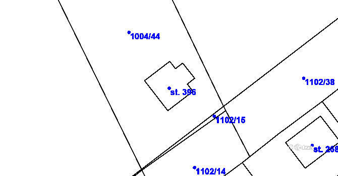 Parcela st. 396 v KÚ Rpety, Katastrální mapa