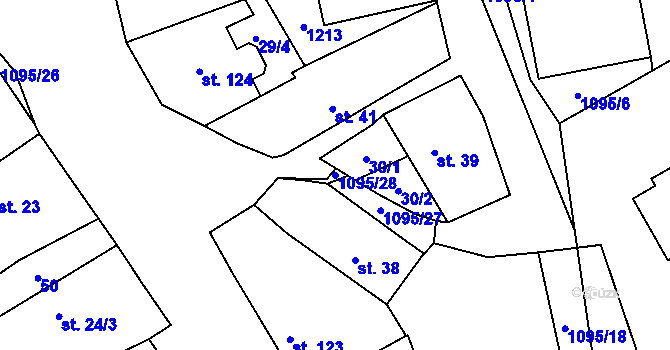 Parcela st. 1095/28 v KÚ Rpety, Katastrální mapa