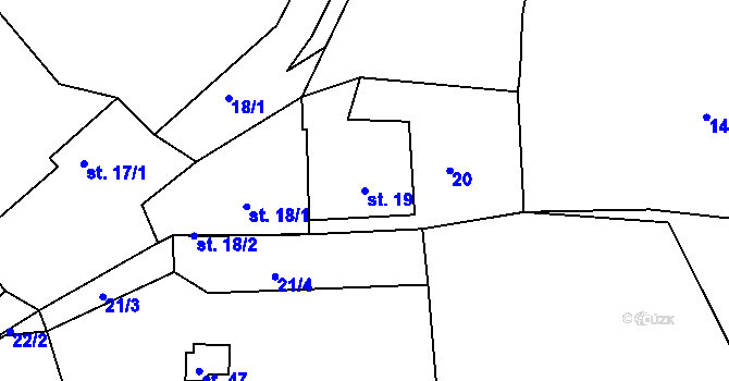 Parcela st. 19 v KÚ Rtišovice, Katastrální mapa