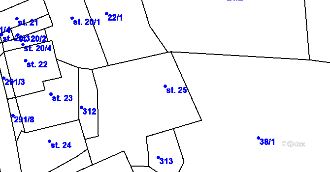 Parcela st. 25 v KÚ Rtišovice, Katastrální mapa