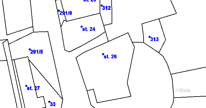 Parcela st. 26 v KÚ Rtišovice, Katastrální mapa