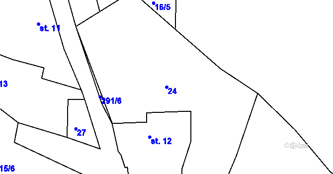 Parcela st. 24 v KÚ Rtišovice, Katastrální mapa
