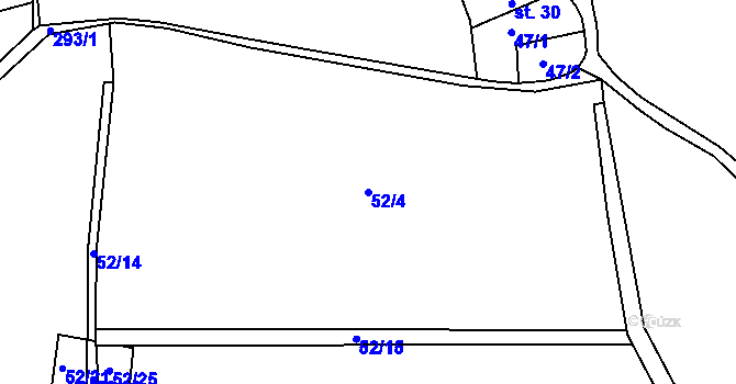 Parcela st. 52/4 v KÚ Rtišovice, Katastrální mapa