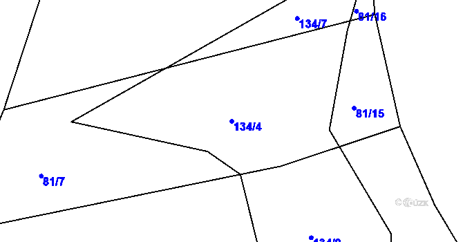 Parcela st. 134/4 v KÚ Rtišovice, Katastrální mapa