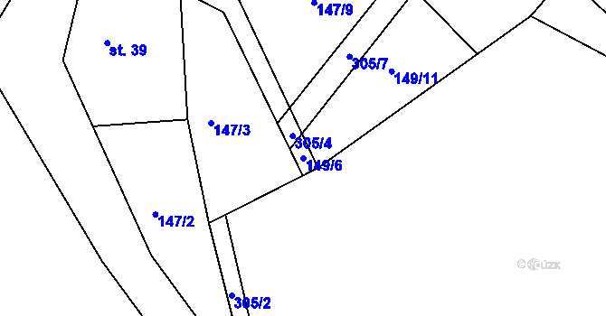 Parcela st. 149/6 v KÚ Rtišovice, Katastrální mapa