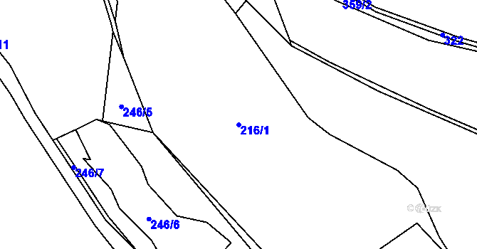 Parcela st. 216/1 v KÚ Rtišovice, Katastrální mapa