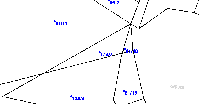 Parcela st. 134/7 v KÚ Rtišovice, Katastrální mapa