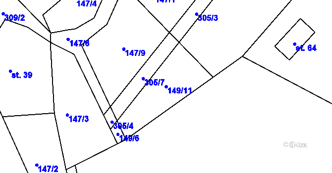 Parcela st. 149/11 v KÚ Rtišovice, Katastrální mapa