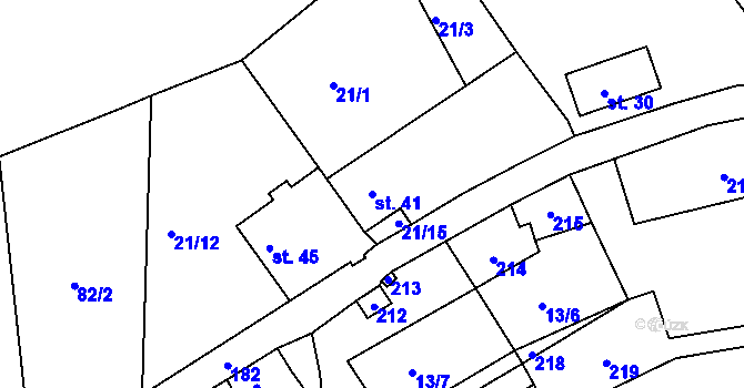 Parcela st. 41 v KÚ Malhostice, Katastrální mapa