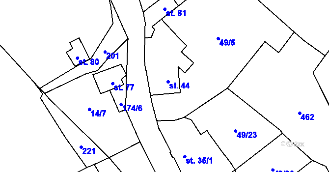 Parcela st. 44 v KÚ Malhostice, Katastrální mapa