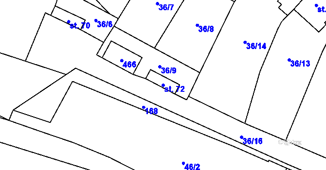 Parcela st. 72 v KÚ Malhostice, Katastrální mapa