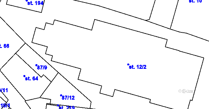 Parcela st. 12/2 v KÚ Rtyně nad Bílinou, Katastrální mapa