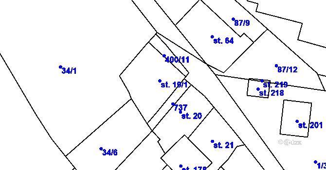 Parcela st. 19/2 v KÚ Rtyně nad Bílinou, Katastrální mapa