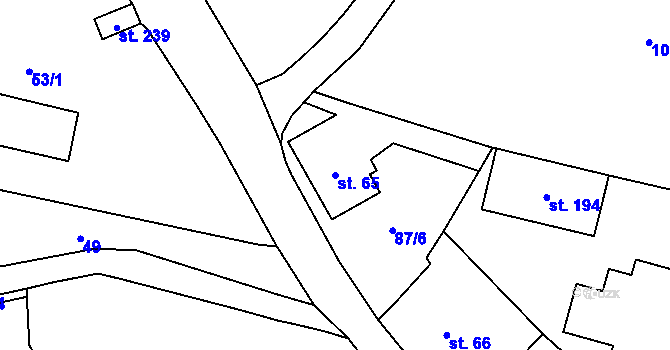 Parcela st. 65 v KÚ Rtyně nad Bílinou, Katastrální mapa