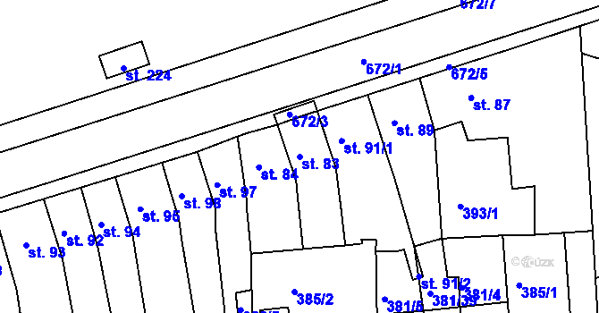 Parcela st. 83 v KÚ Rtyně nad Bílinou, Katastrální mapa