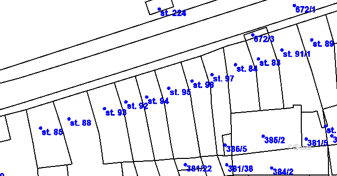 Parcela st. 95 v KÚ Rtyně nad Bílinou, Katastrální mapa