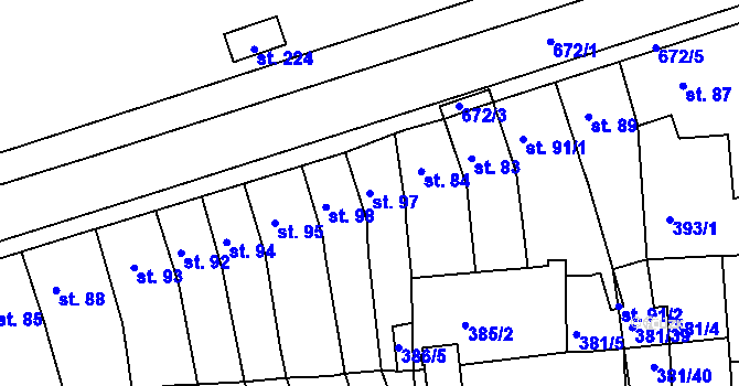 Parcela st. 97 v KÚ Rtyně nad Bílinou, Katastrální mapa
