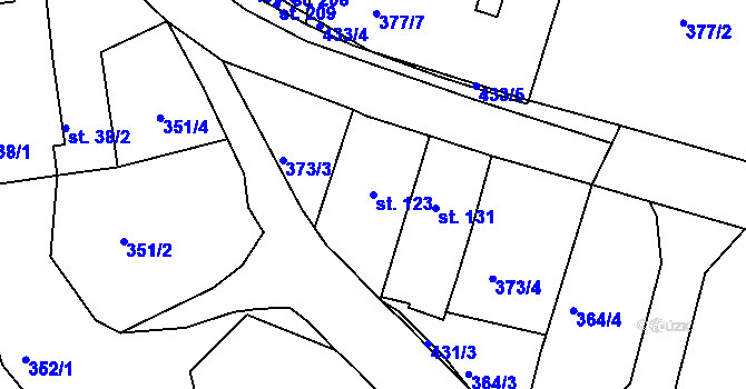 Parcela st. 123 v KÚ Rtyně nad Bílinou, Katastrální mapa