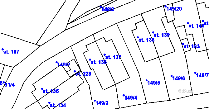 Parcela st. 137 v KÚ Rtyně nad Bílinou, Katastrální mapa