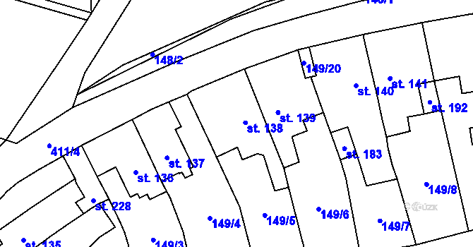 Parcela st. 138 v KÚ Rtyně nad Bílinou, Katastrální mapa