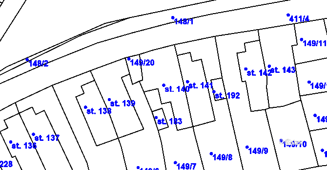 Parcela st. 140 v KÚ Rtyně nad Bílinou, Katastrální mapa