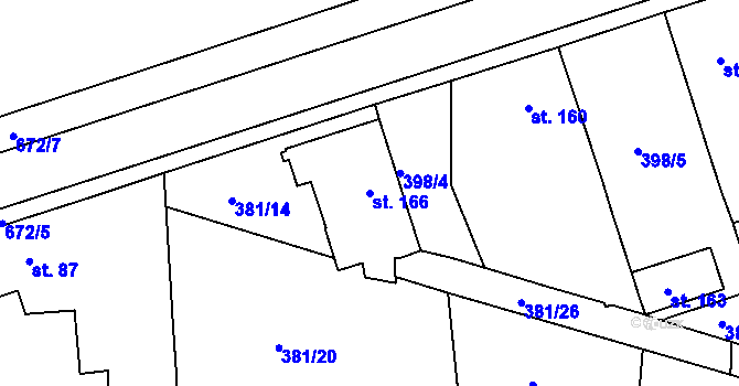 Parcela st. 166 v KÚ Rtyně nad Bílinou, Katastrální mapa