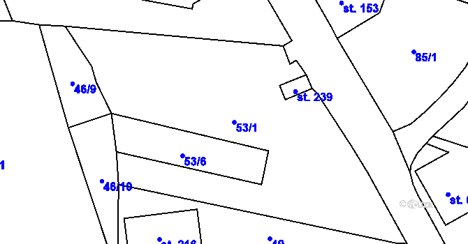 Parcela st. 53/1 v KÚ Rtyně nad Bílinou, Katastrální mapa