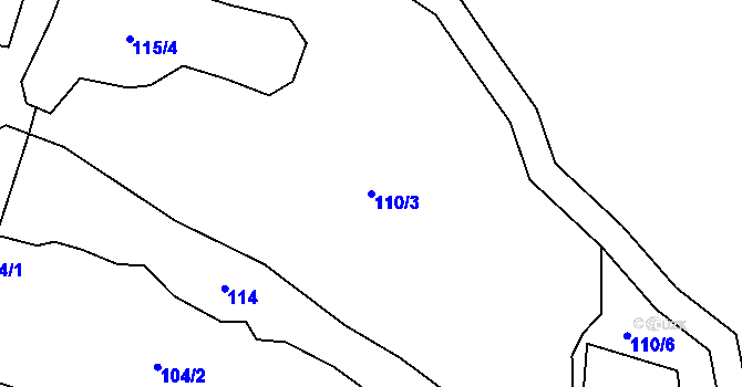 Parcela st. 110/3 v KÚ Rtyně nad Bílinou, Katastrální mapa