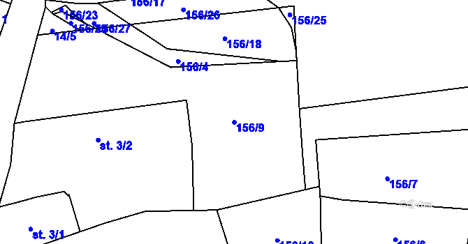 Parcela st. 156/9 v KÚ Rtyně nad Bílinou, Katastrální mapa