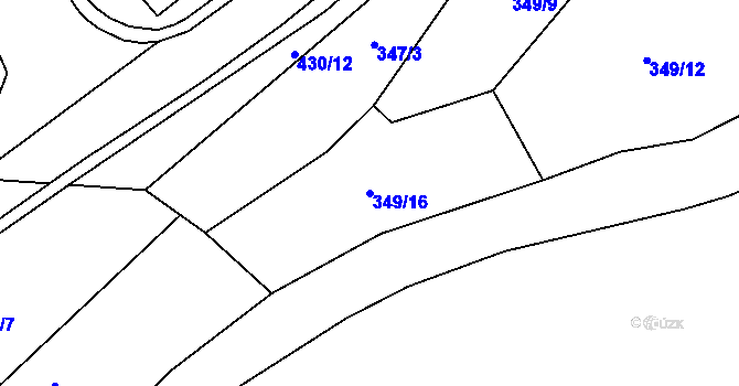Parcela st. 349/16 v KÚ Rtyně nad Bílinou, Katastrální mapa