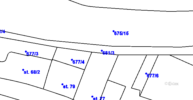 Parcela st. 681 v KÚ Rtyně nad Bílinou, Katastrální mapa