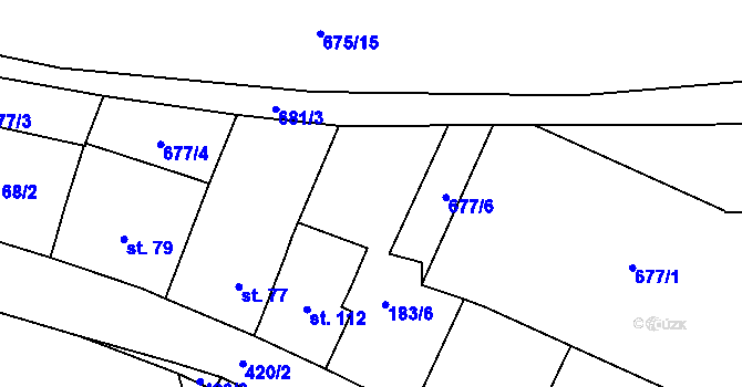 Parcela st. 677/7 v KÚ Rtyně nad Bílinou, Katastrální mapa
