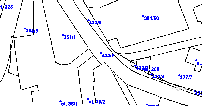 Parcela st. 433/2 v KÚ Rtyně nad Bílinou, Katastrální mapa