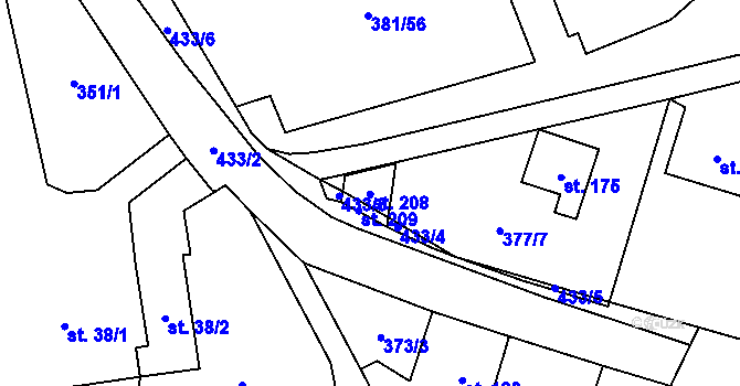 Parcela st. 208 v KÚ Rtyně nad Bílinou, Katastrální mapa