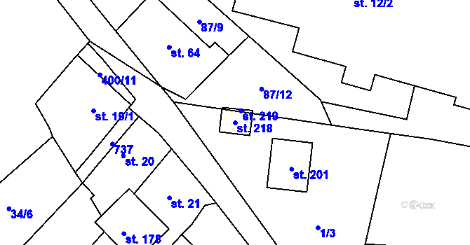 Parcela st. 218 v KÚ Rtyně nad Bílinou, Katastrální mapa