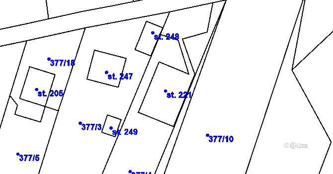 Parcela st. 221 v KÚ Rtyně nad Bílinou, Katastrální mapa