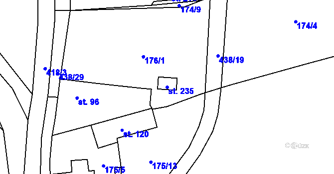 Parcela st. 235 v KÚ Rtyně nad Bílinou, Katastrální mapa