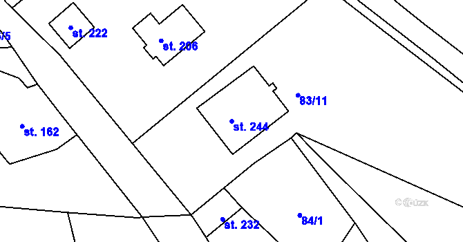 Parcela st. 244 v KÚ Rtyně nad Bílinou, Katastrální mapa