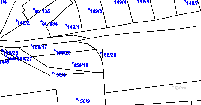Parcela st. 156/25 v KÚ Rtyně nad Bílinou, Katastrální mapa