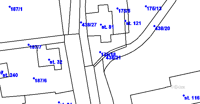 Parcela st. 175/18 v KÚ Rtyně nad Bílinou, Katastrální mapa