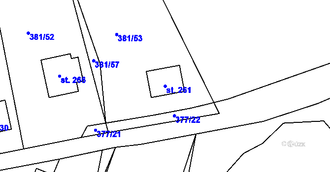 Parcela st. 261 v KÚ Rtyně nad Bílinou, Katastrální mapa