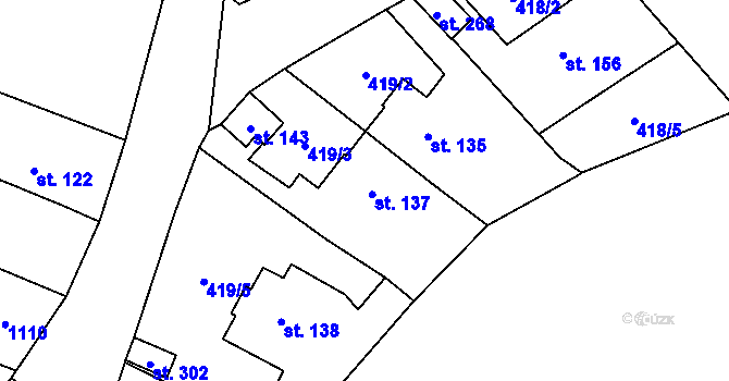 Parcela st. 137 v KÚ Velvěty, Katastrální mapa