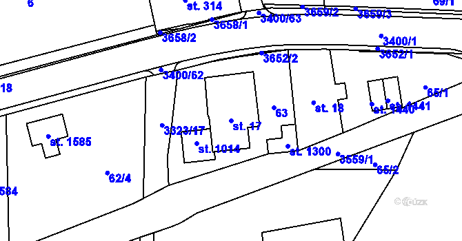 Parcela st. 17 v KÚ Rtyně v Podkrkonoší, Katastrální mapa
