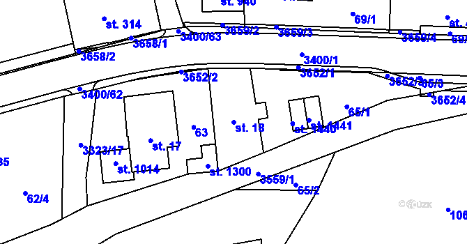 Parcela st. 18 v KÚ Rtyně v Podkrkonoší, Katastrální mapa