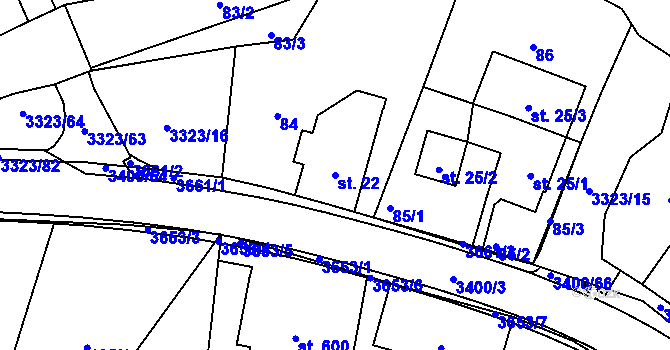Parcela st. 22 v KÚ Rtyně v Podkrkonoší, Katastrální mapa